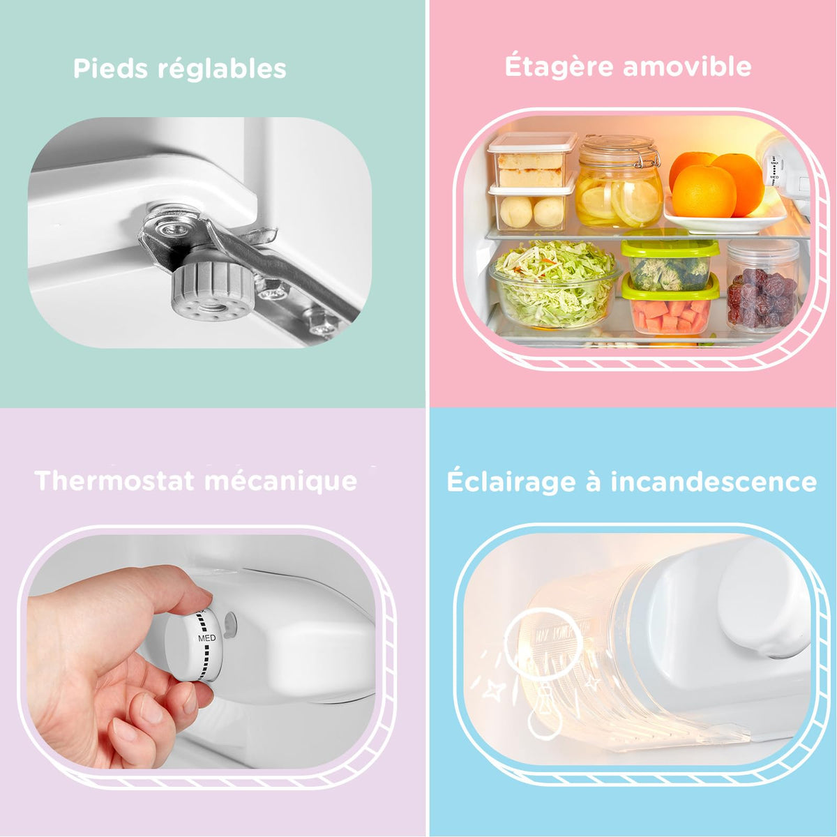 Réfrigérateur Combiné 87 L 2 Portes Congélateur Supérieur Sans Gel 40 dB 220 V Portes Réversibles 2 Étagères Blanc