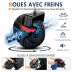 Chariot de transport pliable WFC-PR-TR-21727-1-BLK 200 L charge 150 kg roues tout terrain 20 cm poignée réglable