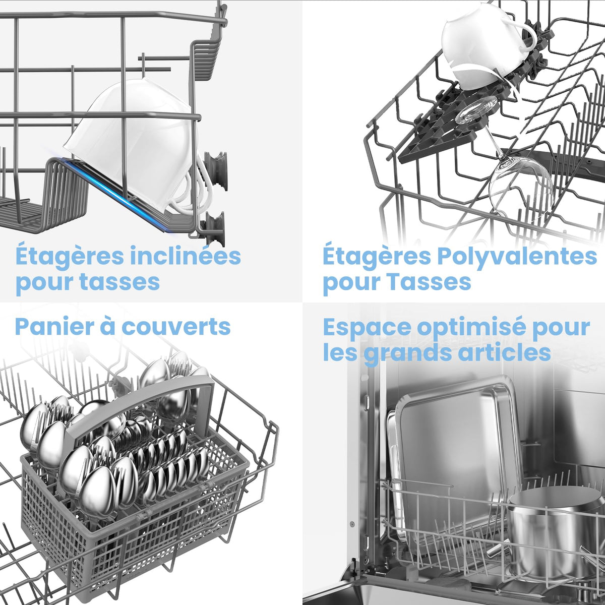 Lave-Vaisselle Pose Libre CDWPF1201PS 12 Couverts 60 cm 47 dB 6 Programmes Séchage Intensif Lavage Hygiénique 72 °C