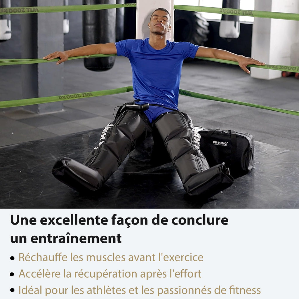 Bottes de pressothérapie pour jambes FT-082A-M taille M 4 chambres 8 niveaux de compression 50 à 120 mmHg écran LCD