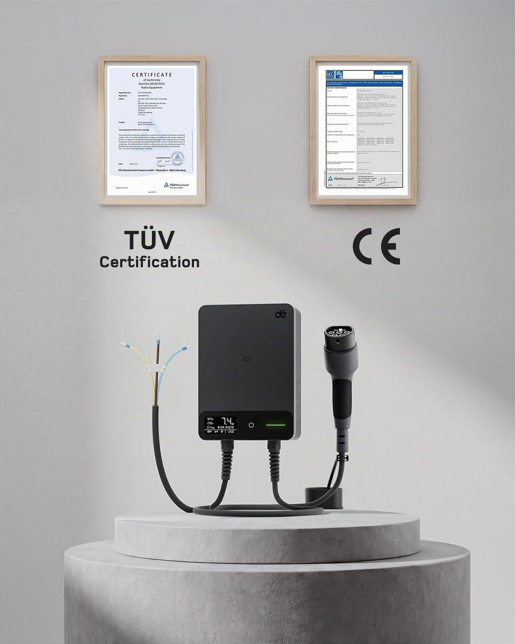 Borne de Recharge pour Véhicule Électrique 7,4 kW 32 A Type 2 Monophasé 230 V Câble 7,5 m APP RFID