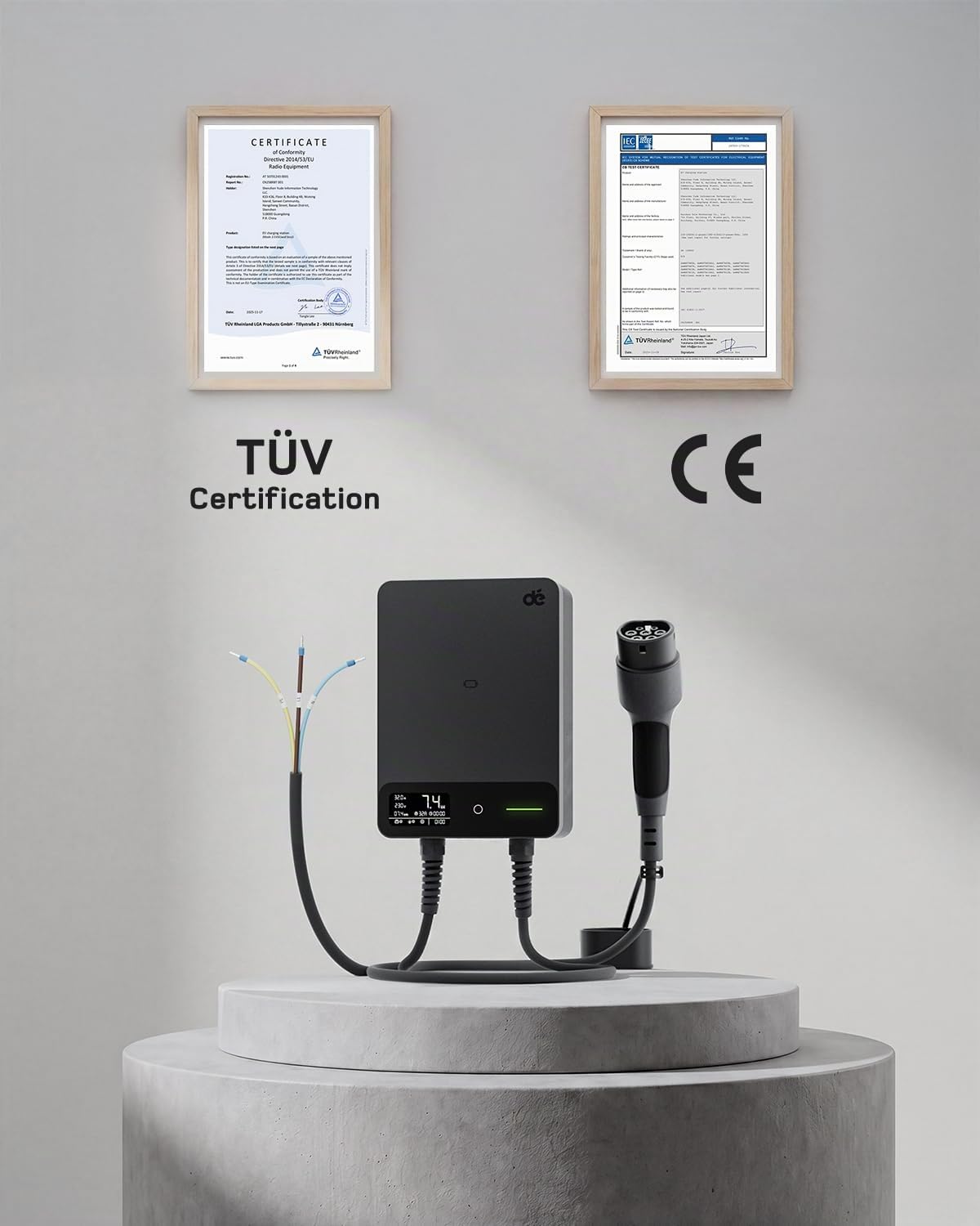 Borne de Recharge pour Véhicule Électrique 7,4 kW 32 A Type 2 Monophasé 230 V Câble 7,5 m APP RFID