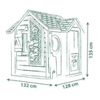 Maison de jardin pour enfants 132 x 128,5 x 135 cm dès 2 ans plastique recyclé jardinière treillis mangeoire récupérateur d'eau