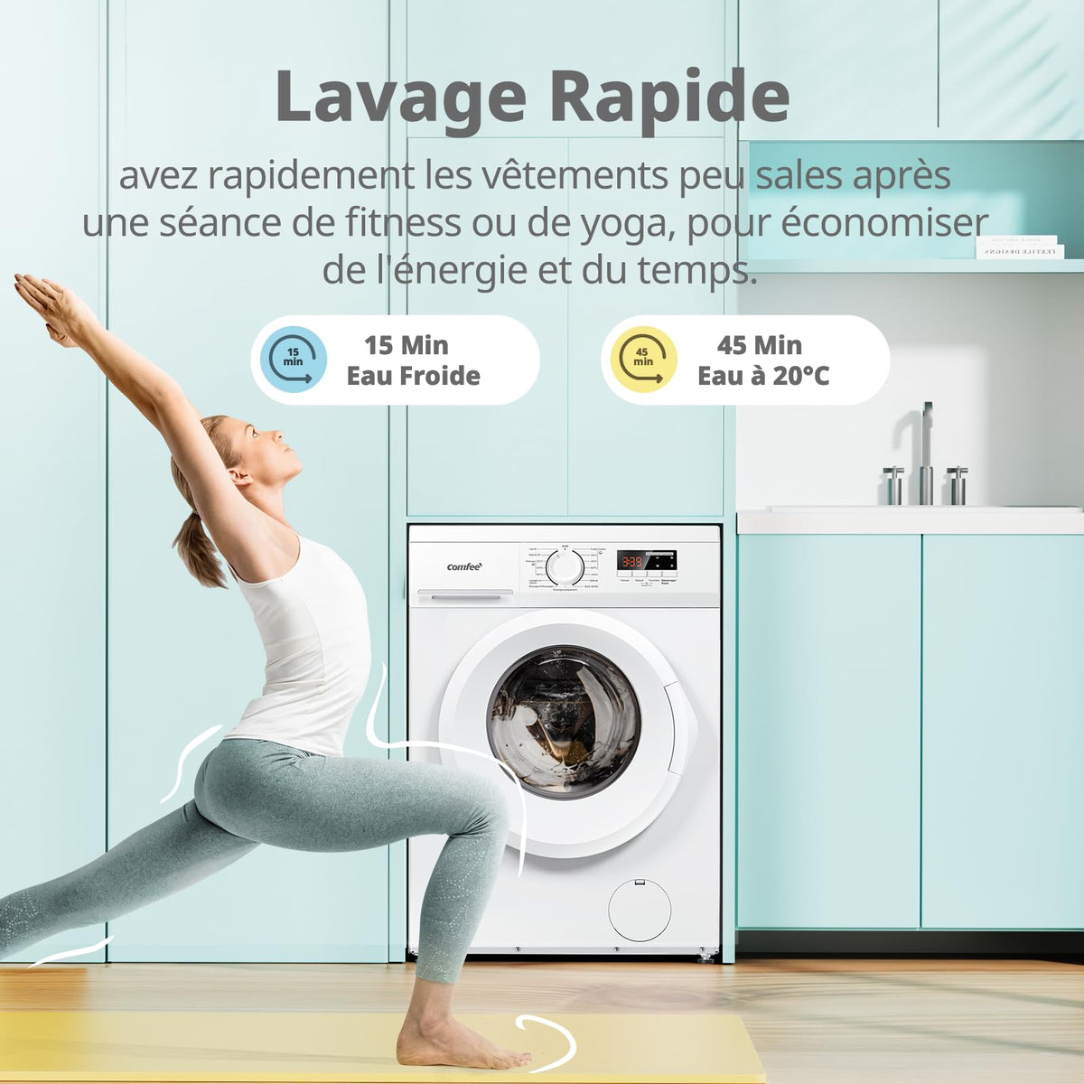 Lave-Linge Frontal CFE12EW90/W 9 kg Classe Énergétique A 1400 tr/min Moteur BLDC 15 Programmes Prélavage Vapeur Blanc