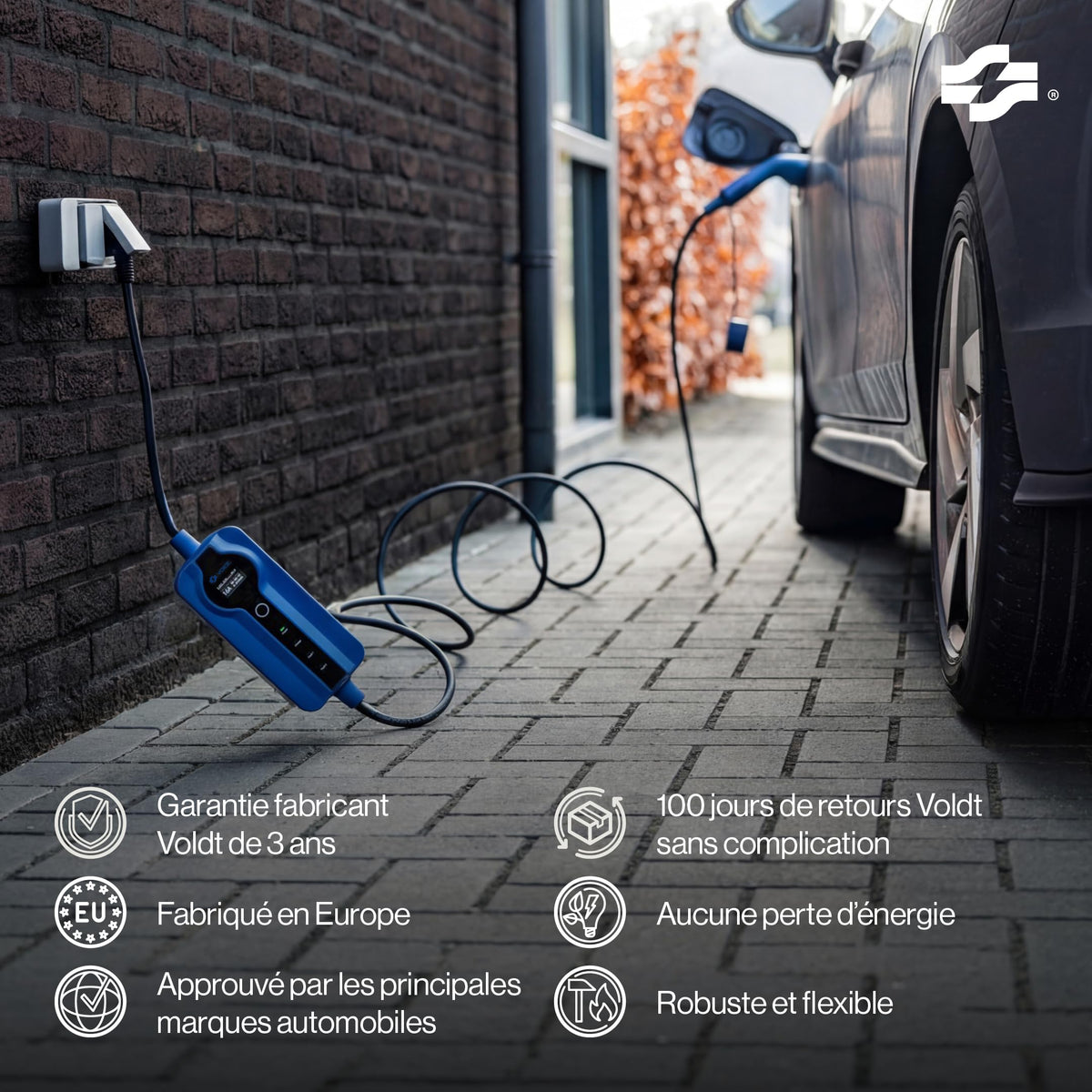 Chargeur pour voiture électrique Type 2 Schuko 3,7 kW monophasé 8-16 A câble 5 m affichage numérique réglable application