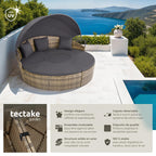 Bain de soleil modulable 5 pièces en résine tressée pare-soleil pliable coussins inclus structure acier 175 x 171 x 136 cm marron