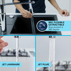 Mitigeur de cuisine Get 30361000 2 jets douchette extractible bec orientable à 360° montage monotrou finition chromée