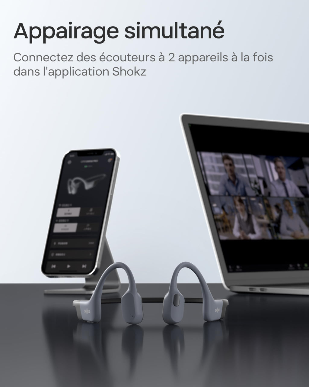 Casque à Conduction Osseuse Open-Ear S711 Bluetooth 5.4 IP68 32 Go MP3 9 h d’Autonomie 105 dB Gris