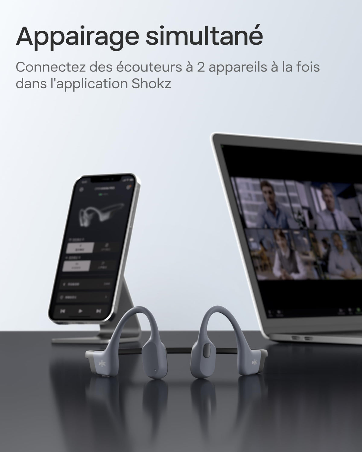 Casque à Conduction Osseuse Open-Ear S711 Bluetooth 5.4 IP68 32 Go MP3 9 h d’Autonomie 105 dB Gris