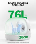 Litière autonettoyante pour chat Pura Max 2 76 L application nettoyage automatique anti-pincement désodorisation