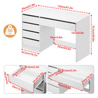 Bureau d'Ordinateur avec Rangement SCD0229 120 x 55 x 75 cm 5 Tiroirs MDF Charge 50 kg Plateau 120 cm Blanc