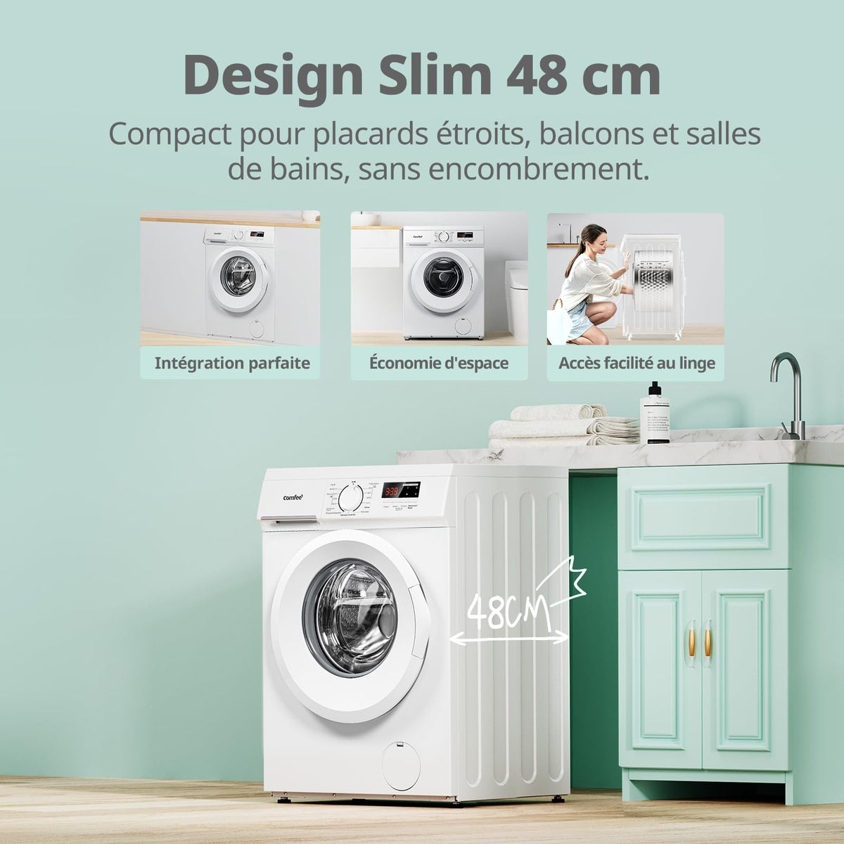 Lave-Linge Frontal CFE12EW80/W 8 kg Classe Énergétique A 1400 tr/min Moteur Inverter 15 Programmes Vapeur Blanc