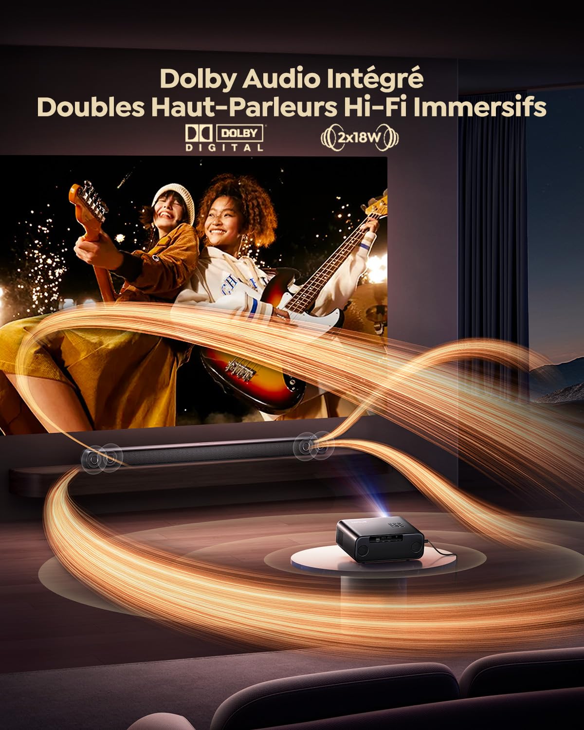 Vidéoprojecteur 4K Smart Portable P62 Pro 1500 ANSI FHD 1080P HDR10 Auto Focus Keystone WiFi6 Bluetooth 5.4 300 pouces
