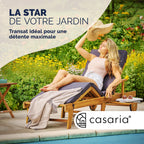 Chaise longue de jardin pliante en bois d'acacia avec roues et dossier réglable lot de 2 195 x 69 x 85 cm