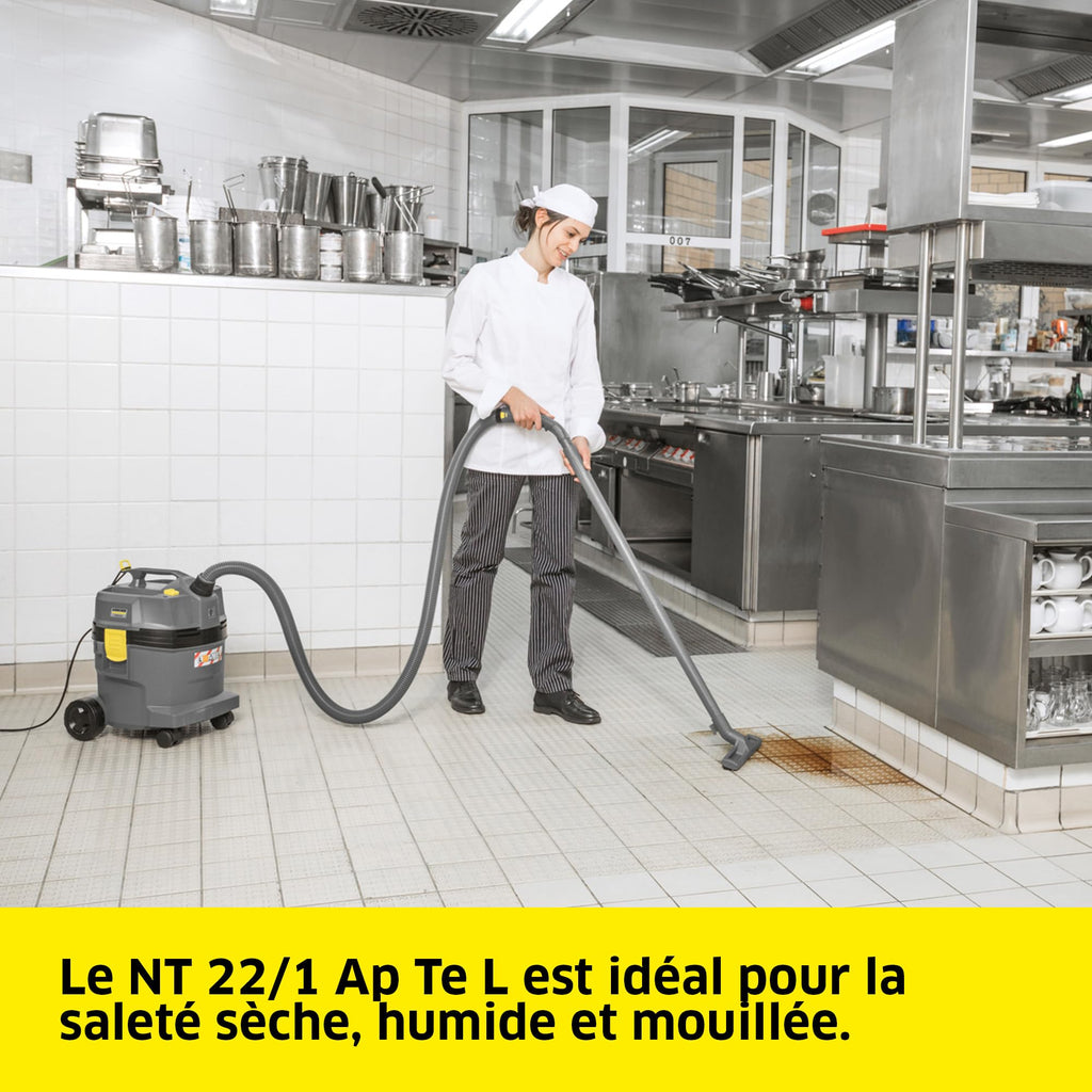 Aspirateur Eau et Poussières NT 22/1 Ap L 1300 W 22 L Tuyau 1,9 m Filtre PES Suceur Sols Humides Secs Buse de Fentes