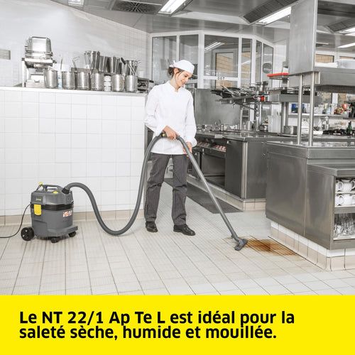 Aspirateur Eau et Poussières NT 22/1 Ap L 1300 W 22 L Tuyau 1,9 m Filtre PES Suceur Sols Humides Secs Buse de Fentes