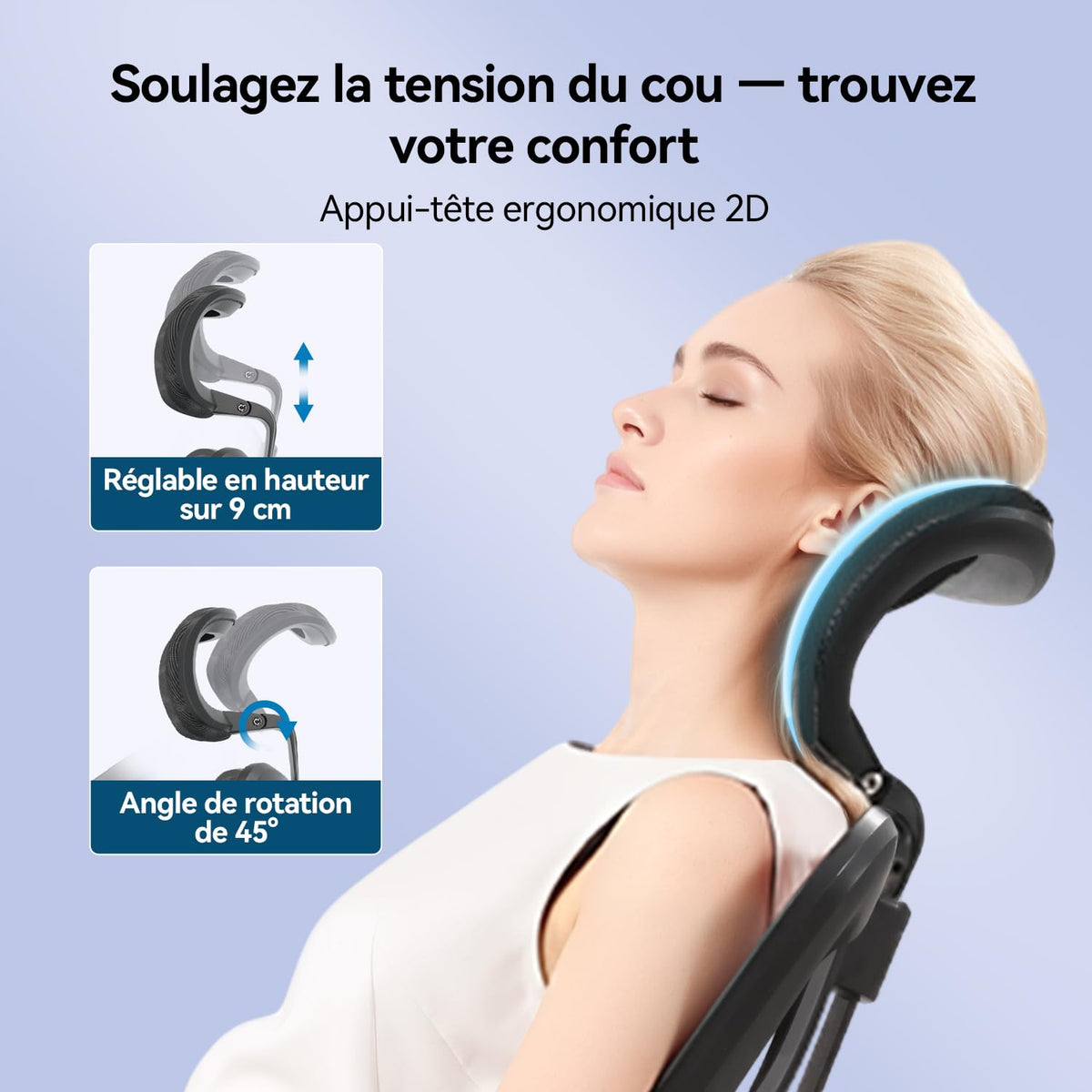 Chaise de Bureau Ergonomique en Maille M57 avec Support Lombaire Réglable Inclinaison 90 à 126° Charge 150 kg