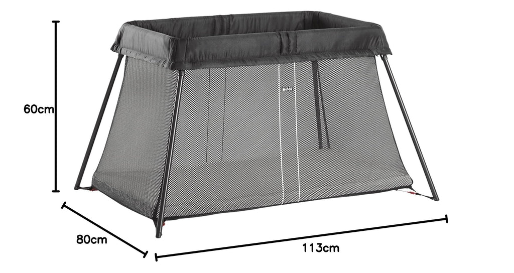 Lit parapluie Light pliable et portable noir 113 x 80 x 60 cm avec matelas et sac de transport dès la naissance à 3 ans