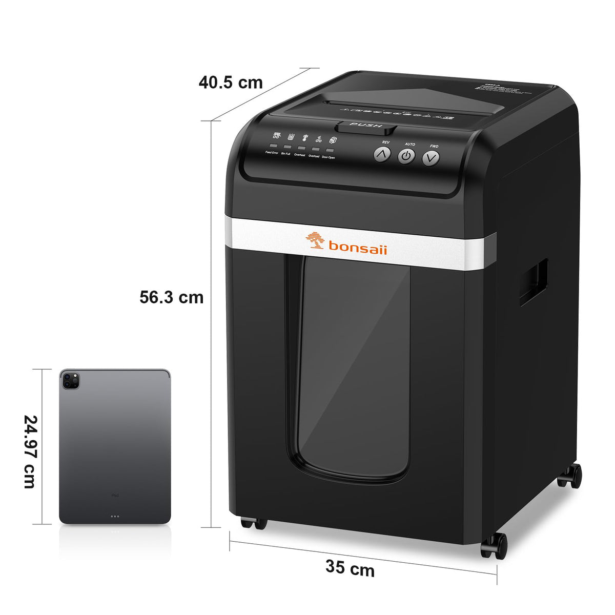 Destructeur de Documents 200 Feuilles Auto-Feed Micro-Coupe P-4 4×12 mm Bac 31 L Fonctionnement 60 Minutes