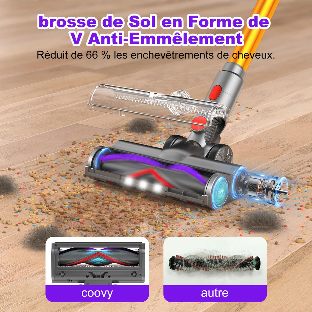 Aspirateur balai sans fil SU7 580 W 55 kPa 29,6 V autonomie 75 min bac 1,3 L avec brosse anti-enchevêtrement
