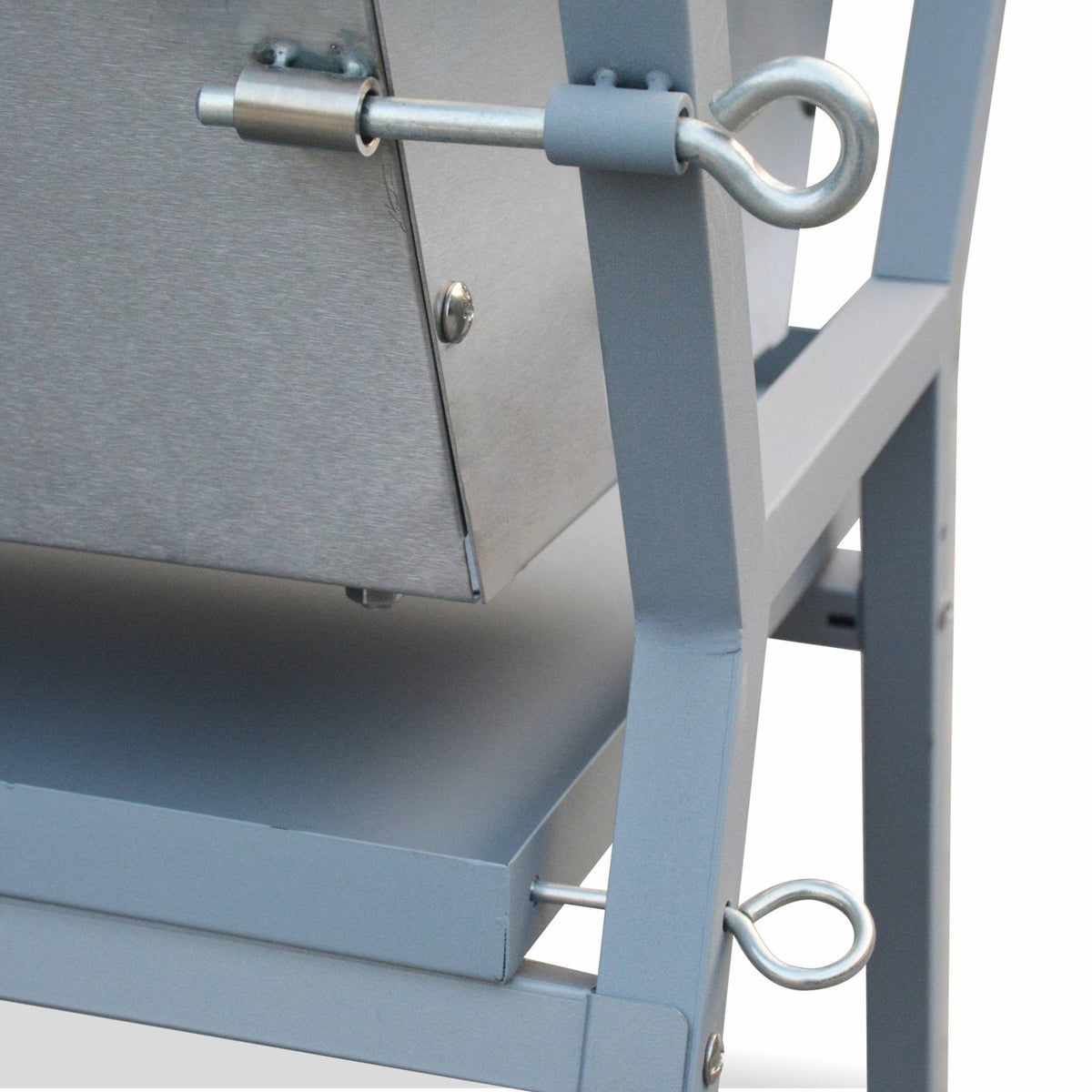 Barbecue charbon de bois avec tournebroche électrique Mathurin Inox inclinable 15 W cuve inox grille de cuisson 4715 cm²