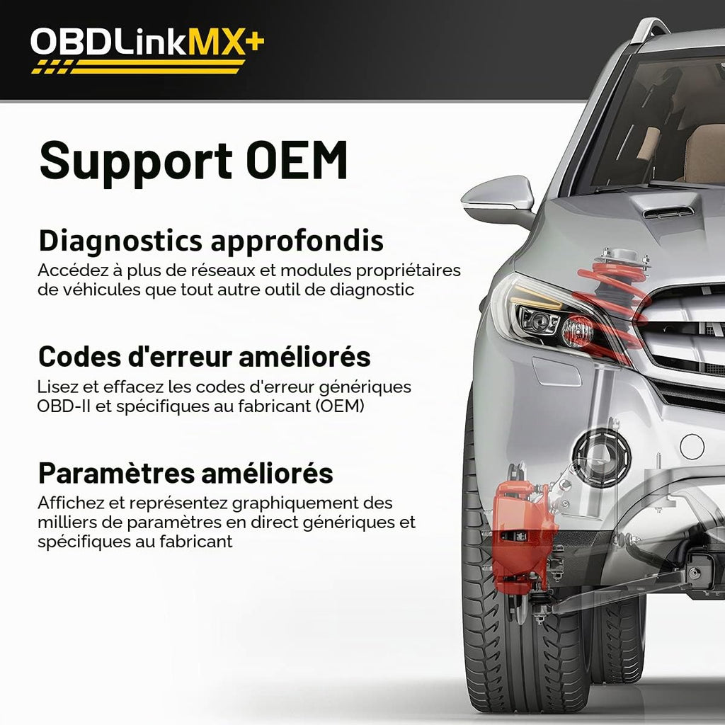 Scanner OBD2 MX201 pour Diagnostic Automobile Compatible iOS Android Windows 46 x 23 x 51 mm