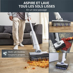 Aspirateur laveur sans fil X-Clean 10 21,6 V 200 W autonomie 60 min nettoyage séchage automatique rouleau autopropulsé écran LED