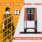 Échelle télescopique pliante DLT214E 4,7 m aluminium 150 kg 15 marches antidérapante orange multifonction