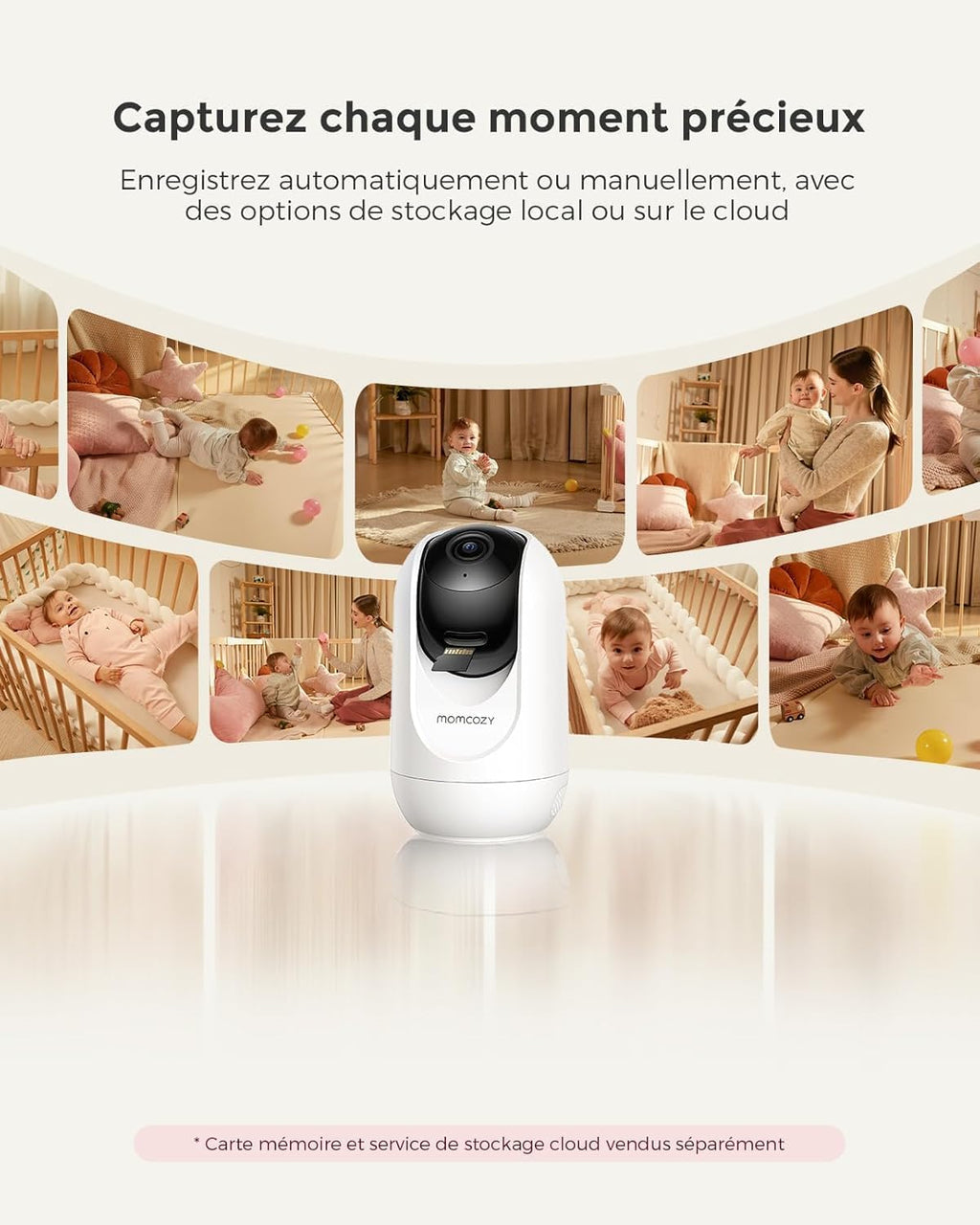 Babyphone caméra BM04-1 écran 5 pouces 1080p Wi-Fi FHSS vision nocturne audio bidirectionnel détection des pleurs et mouvements