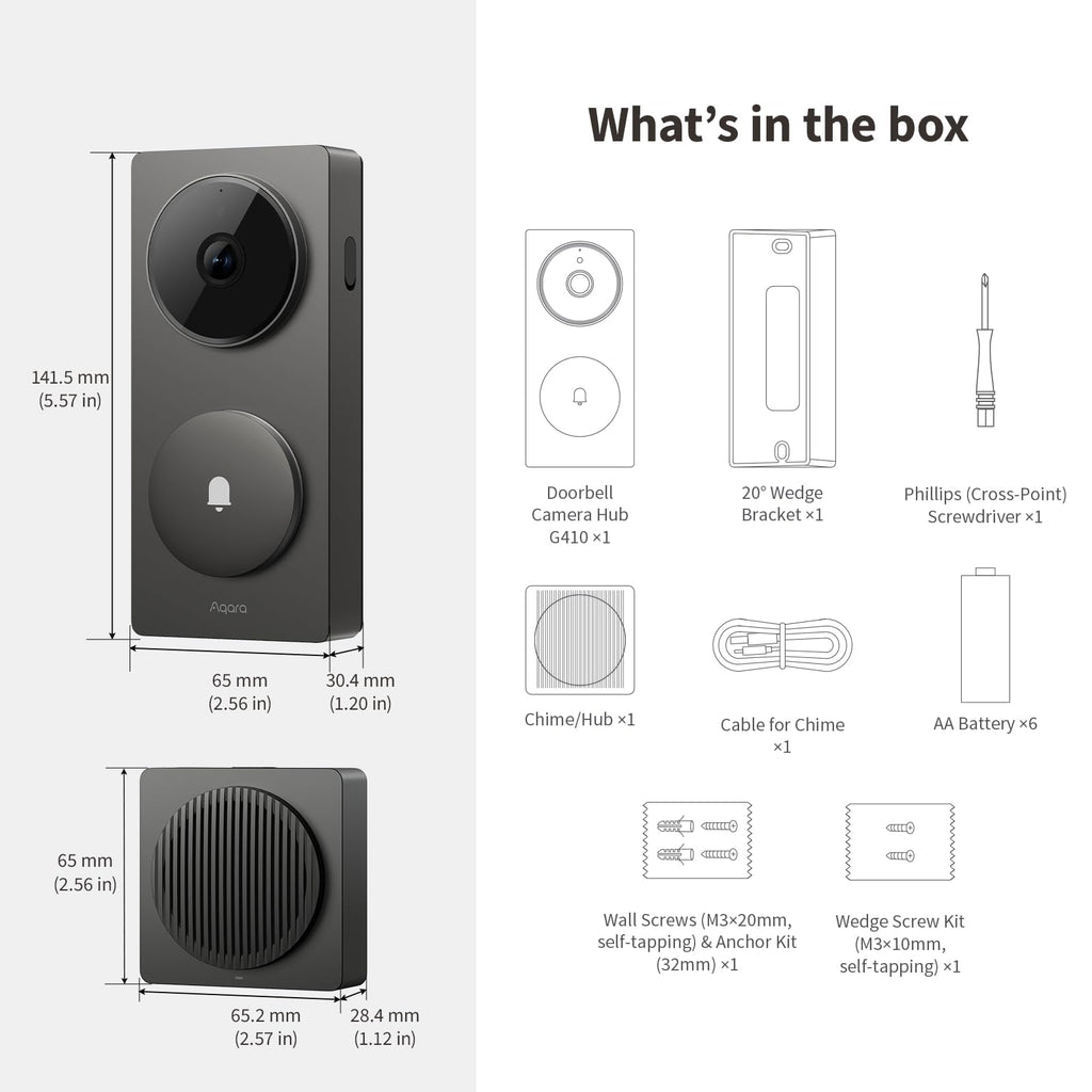 Sonnette vidéo 2K CH-C09E avec carillon Hub Matter Wi-Fi 2,4 et 5 GHz Zigbee Thread vision nocturne audio bidirectionnel