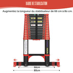Échelle télescopique pliante DLT214E 4,7 m aluminium 150 kg 15 marches antidérapante orange multifonction