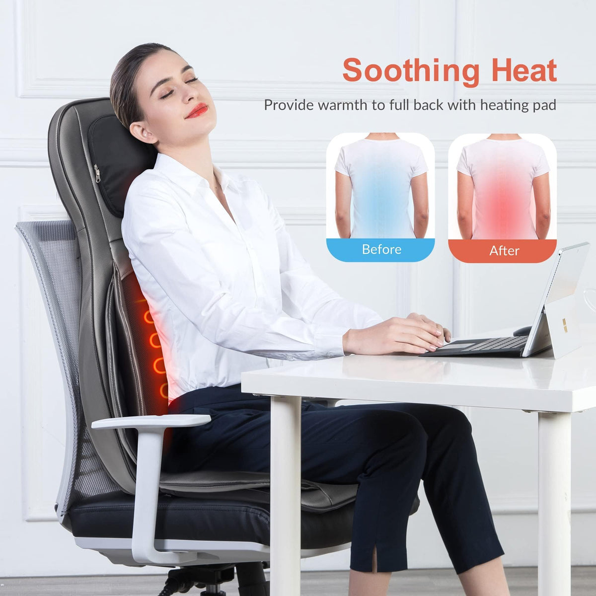 Siège Massant Shiatsu pour Dos et Cou 2309A Massage 2D 3D avec Chaleur Compression Réglable 3 Intensités