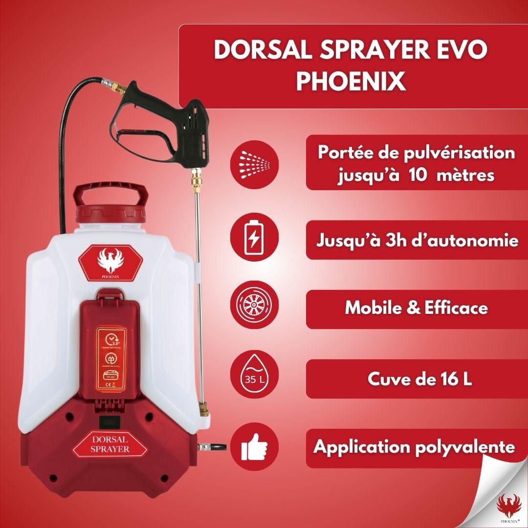 Pulvérisateur électrique à dos Pro Sprayer 16 L 18 V 4 Ah autonomie 3 h portée 10 m avec 4 buses