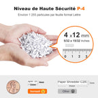 Destructeur de Documents 200 Feuilles Auto-Feed Micro-Coupe P-4 4×12 mm Bac 31 L Fonctionnement 60 Minutes