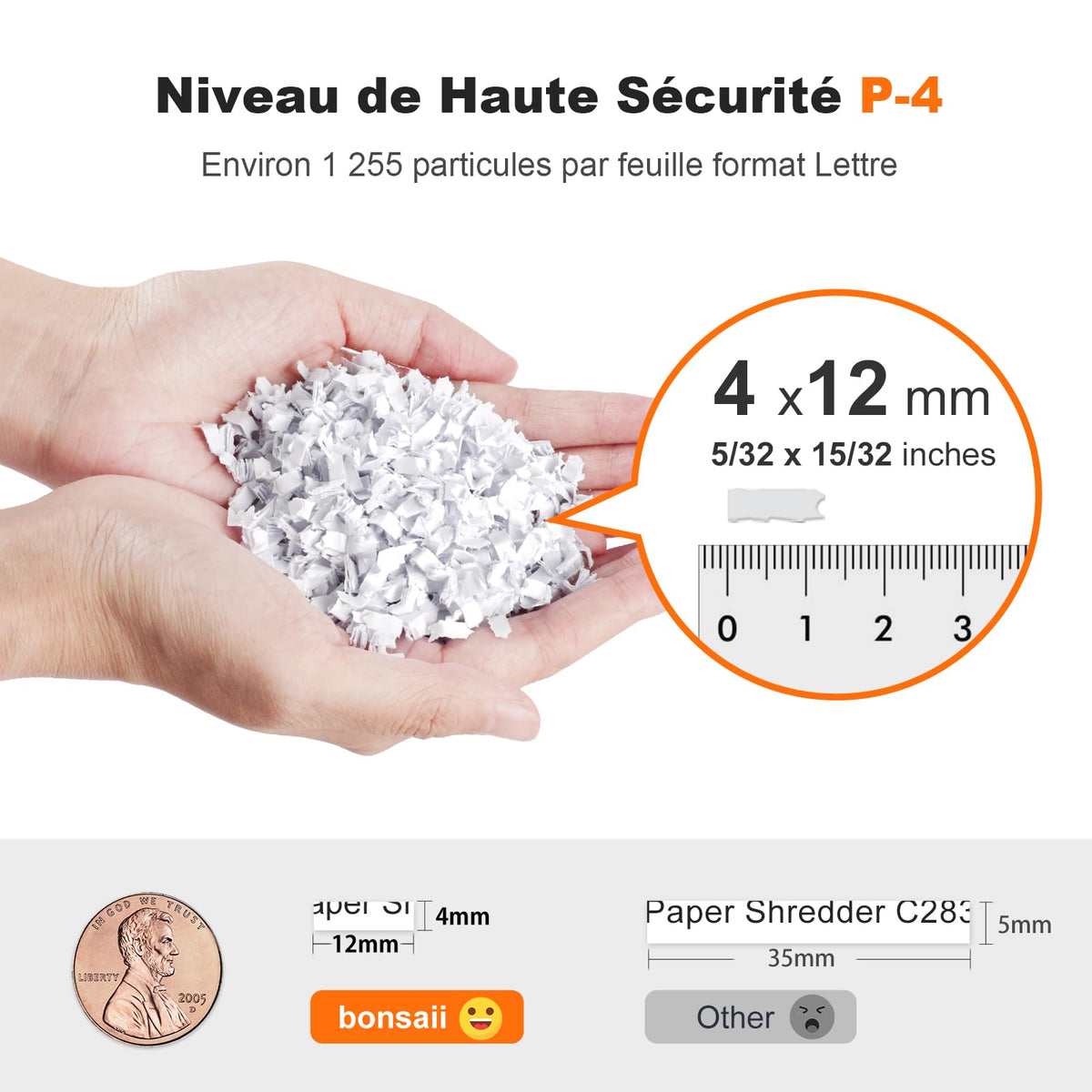 Destructeur de Documents 200 Feuilles Auto-Feed Micro-Coupe P-4 4×12 mm Bac 31 L Fonctionnement 60 Minutes