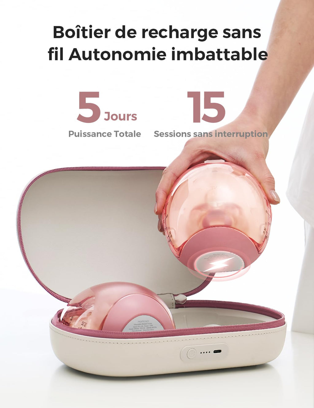 Tire-Lait Portable Air 1 Sans Fil Contrôle par Application 180 ml 45 dB Batterie Rechargeable Étui de Charge Sans Fil