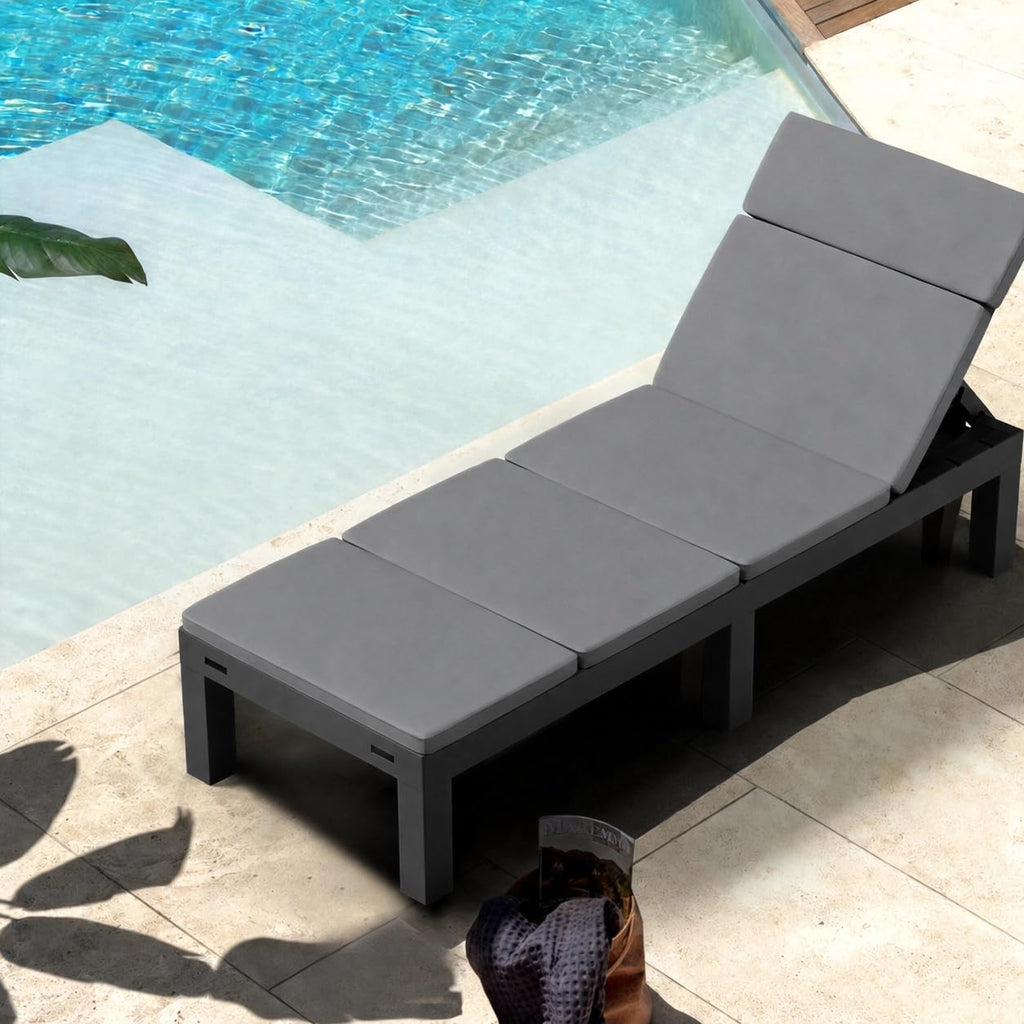 Lot de 2 Chaises Longues de Jardin BdsC2-2 Dossier Réglable 4 Positions Résine Gris 187 x 60 x 29 cm Charge 150 kg