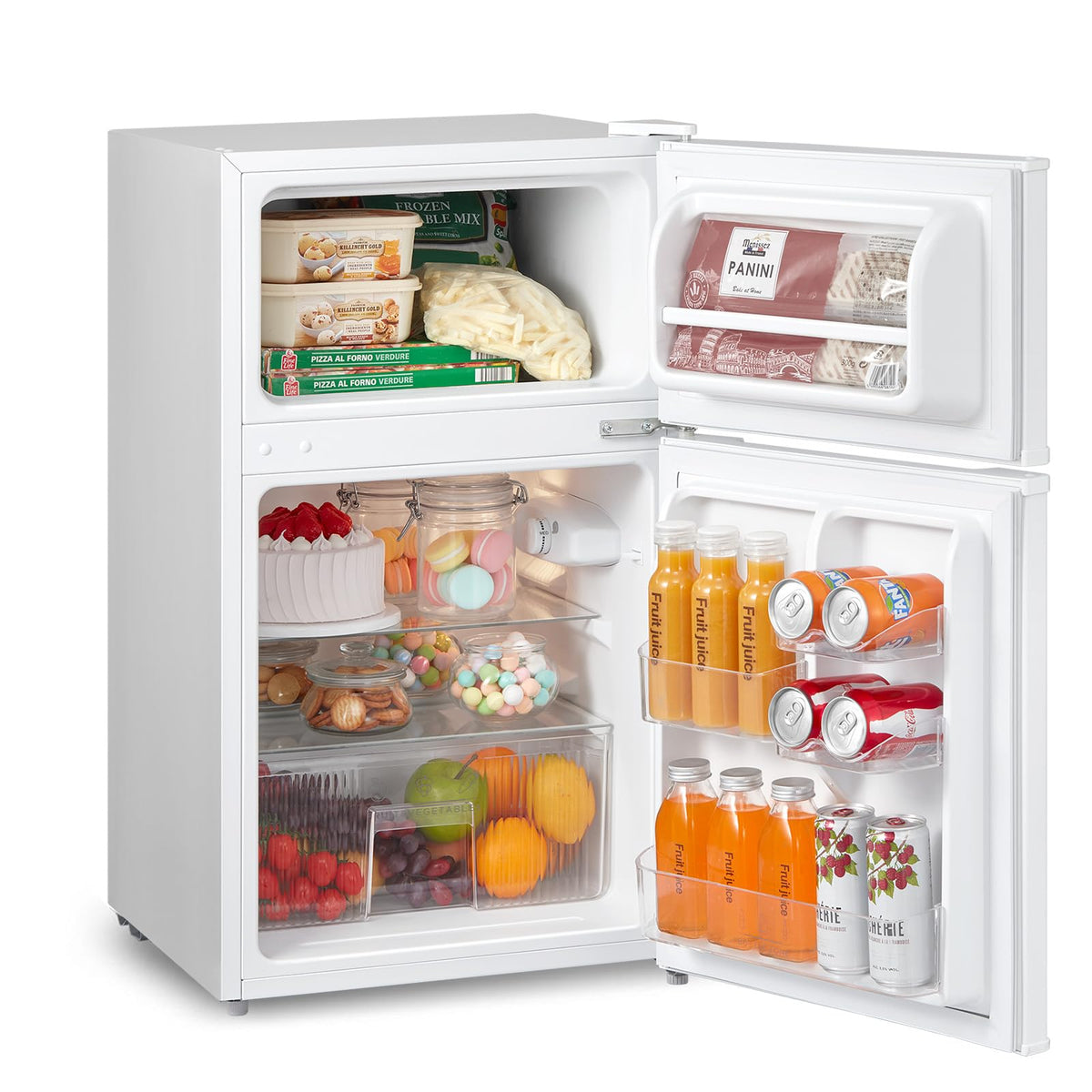 Réfrigérateur Combiné 87 L 2 Portes Congélateur Supérieur Sans Gel 40 dB 220 V Portes Réversibles 2 Étagères Blanc