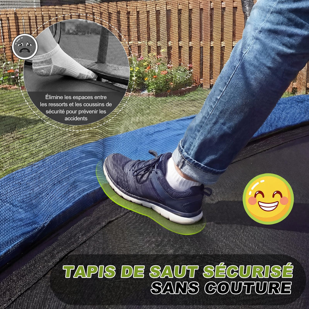 Trampoline extérieur rond 228 cm modèle 0534 filet de sécurité 42 ressorts échelle charge 50 kg