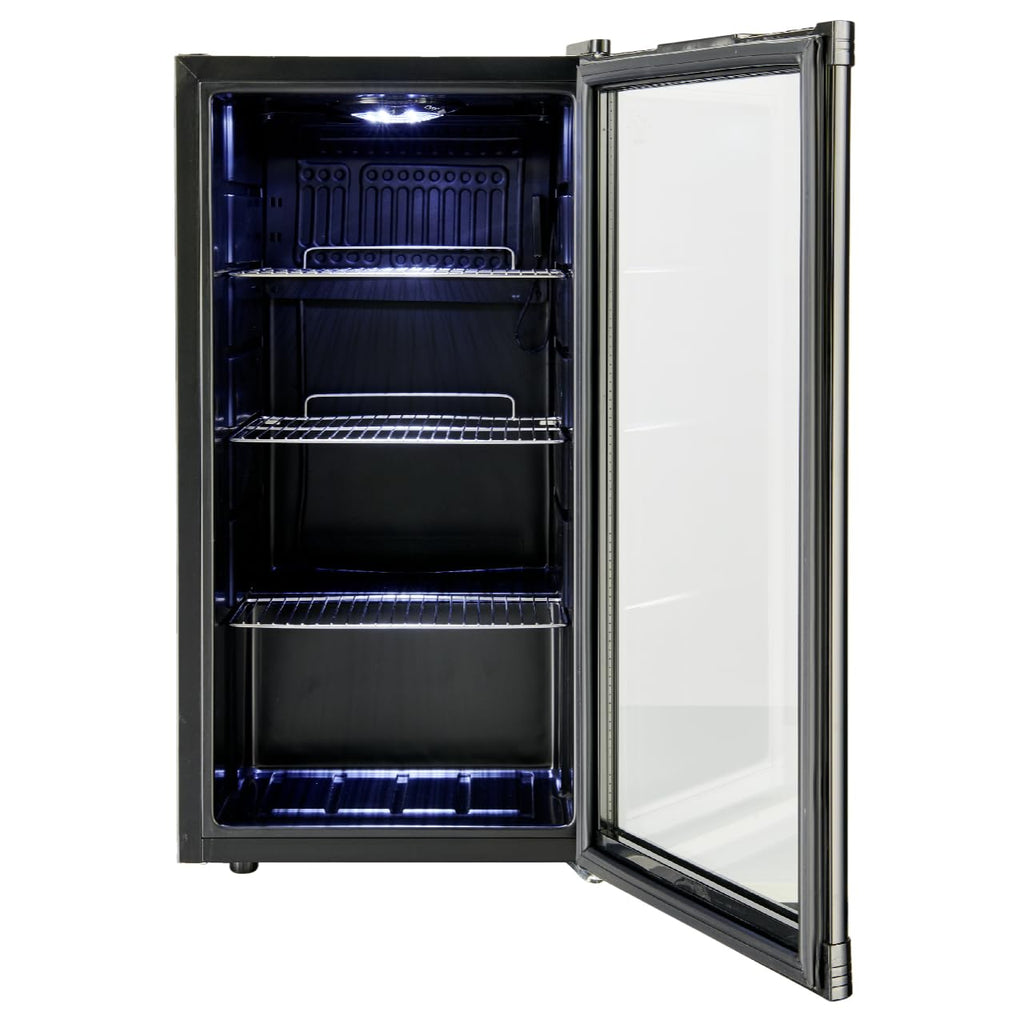 Réfrigérateur à boissons GPC1088 88 L 49 x 43 x 83 cm froid statique 3 clayettes réglables porte vitrée noire
