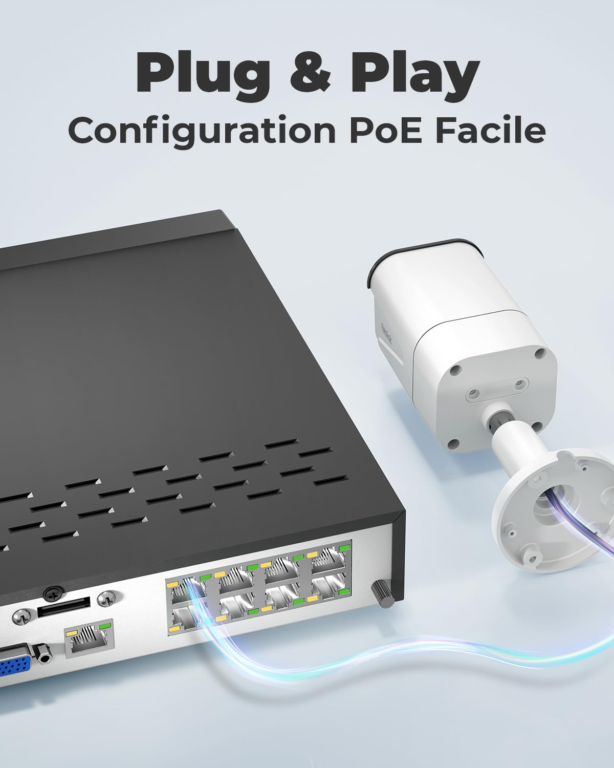 Kit de vidéosurveillance PoE RLK8-800B4 4K avec 4 caméras IP 8 MP NVR 8 canaux 2 To détection de personnes et véhicules