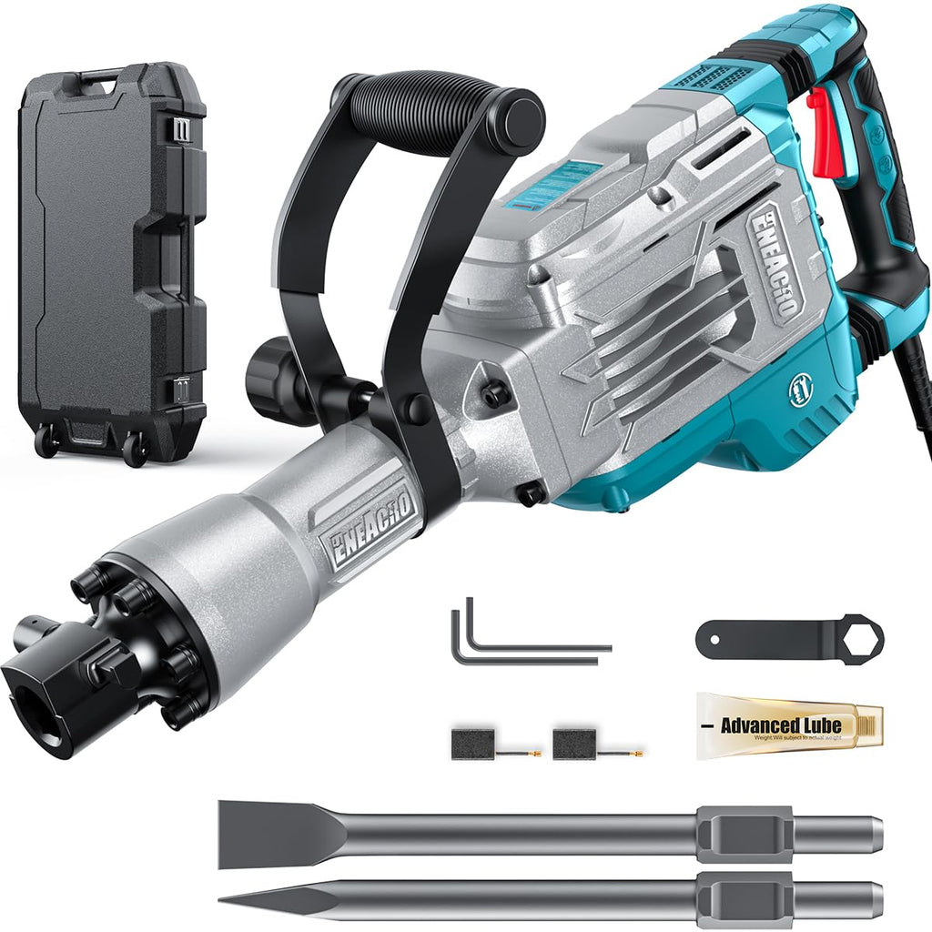 Marteau de Démolition Z1G-DS-107HC 1700 W 230 V 65 J SDS-Hex Poignée 360° Anti-Vibration 2 Burins Boîte à Roulettes