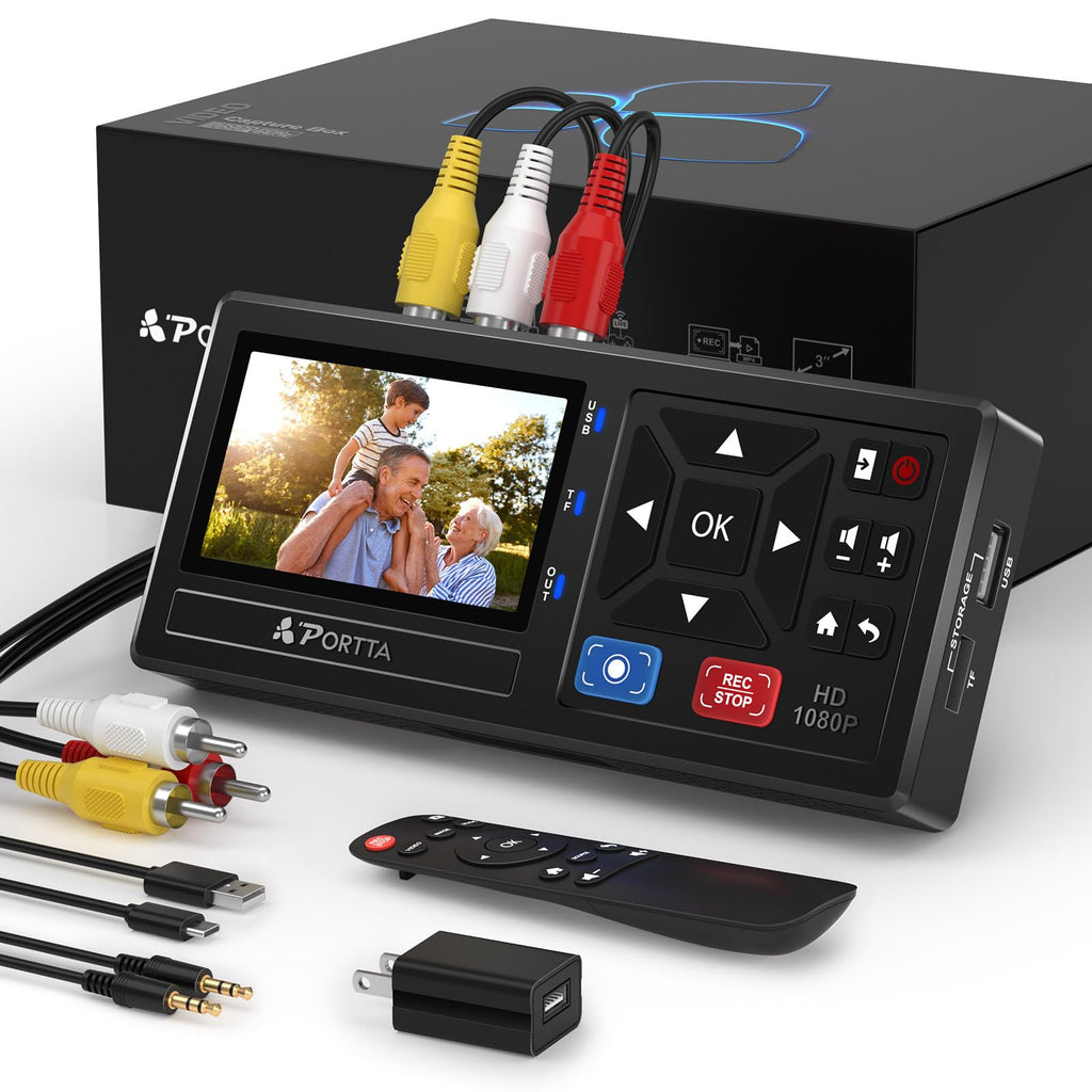 Convertisseur VHS numérique VD10 RCA et S-Vidéo vers HDMI avec écran LCD 3 pouces télécommande et enregistrement 1080p