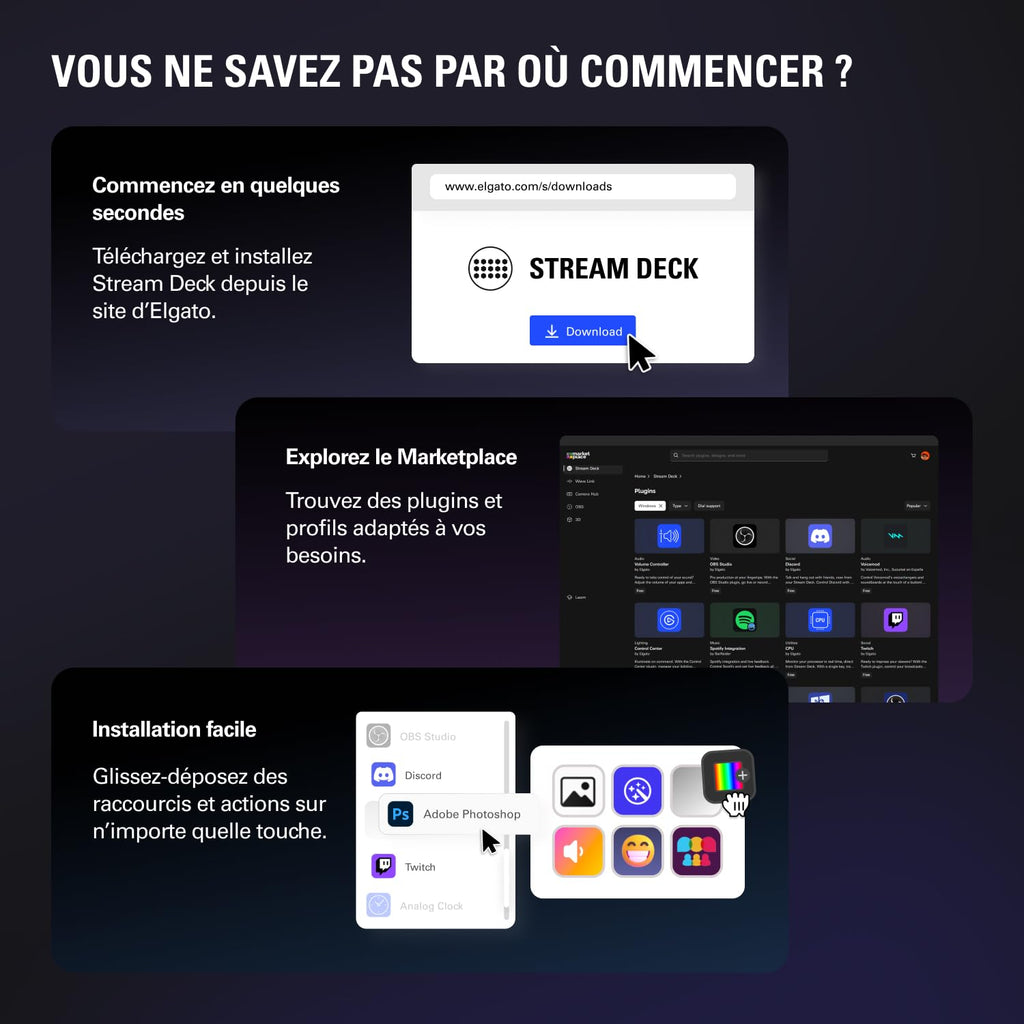 Stream Deck+ Console de Mixage Audio avec Touches LCD Boutons Rotatifs Ruban Tactile USB-C