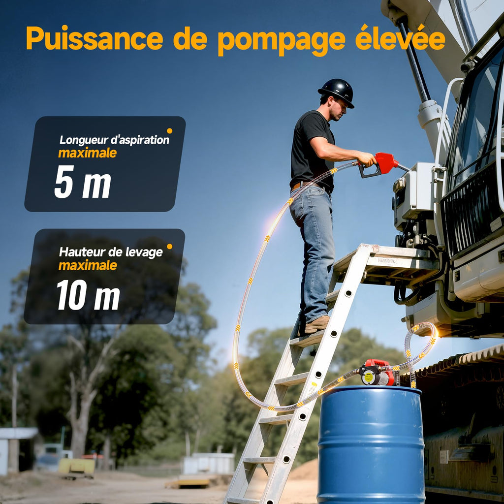 Pompe de transfert diesel sans fil 45 L/min 18 V batterie 4 Ah buse automatique tuyaux 2 m filtre pour gazole kérosène biodiesel