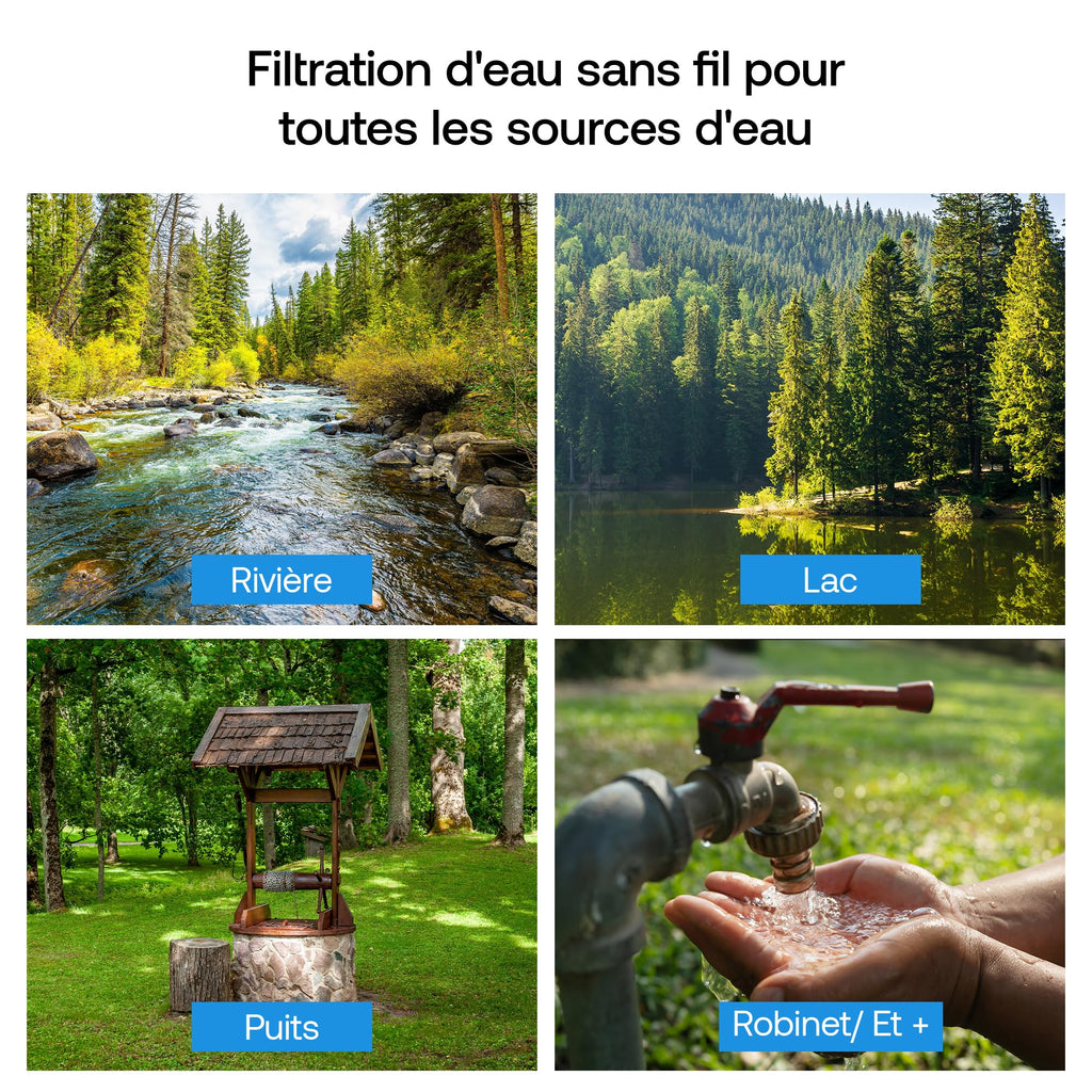 Système de filtration d'eau par gravité Earth WEEP850 8,5 L en acier inoxydable AISI 304 avec 2 filtres O'Pure 2