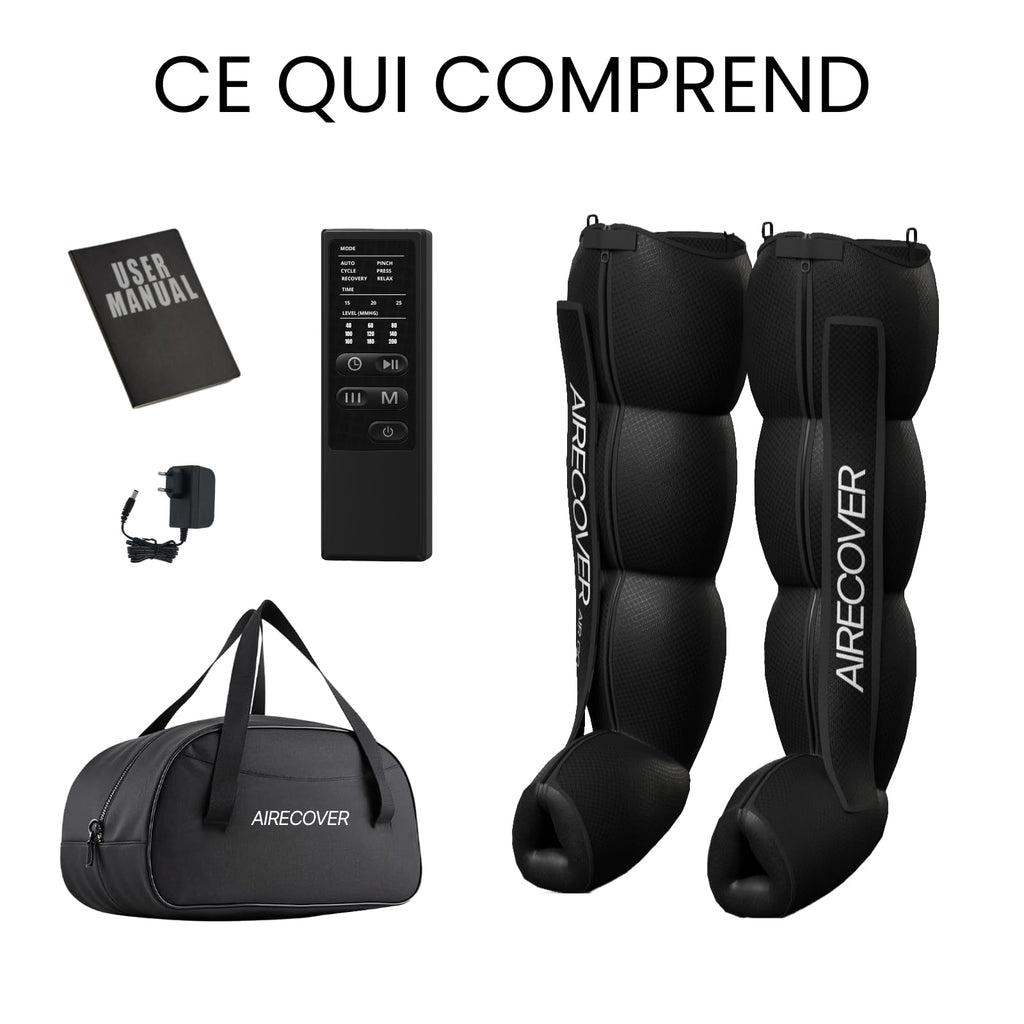 Pressothérapie à domicile masseur pour jambes et pieds récupération musculaire drainage lymphatique portable avec sac