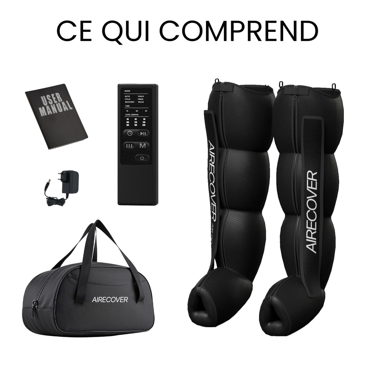 Pressothérapie à domicile masseur pour jambes et pieds récupération musculaire drainage lymphatique portable avec sac