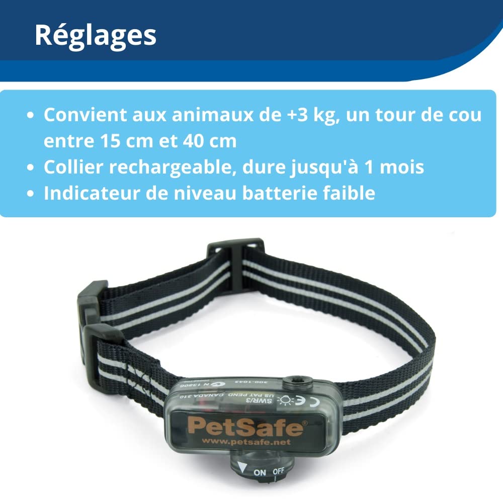 Clôture enterrée anti-fugue Elite pour petits chiens collier réglable 15 à 40 cm 4 niveaux de stimulation