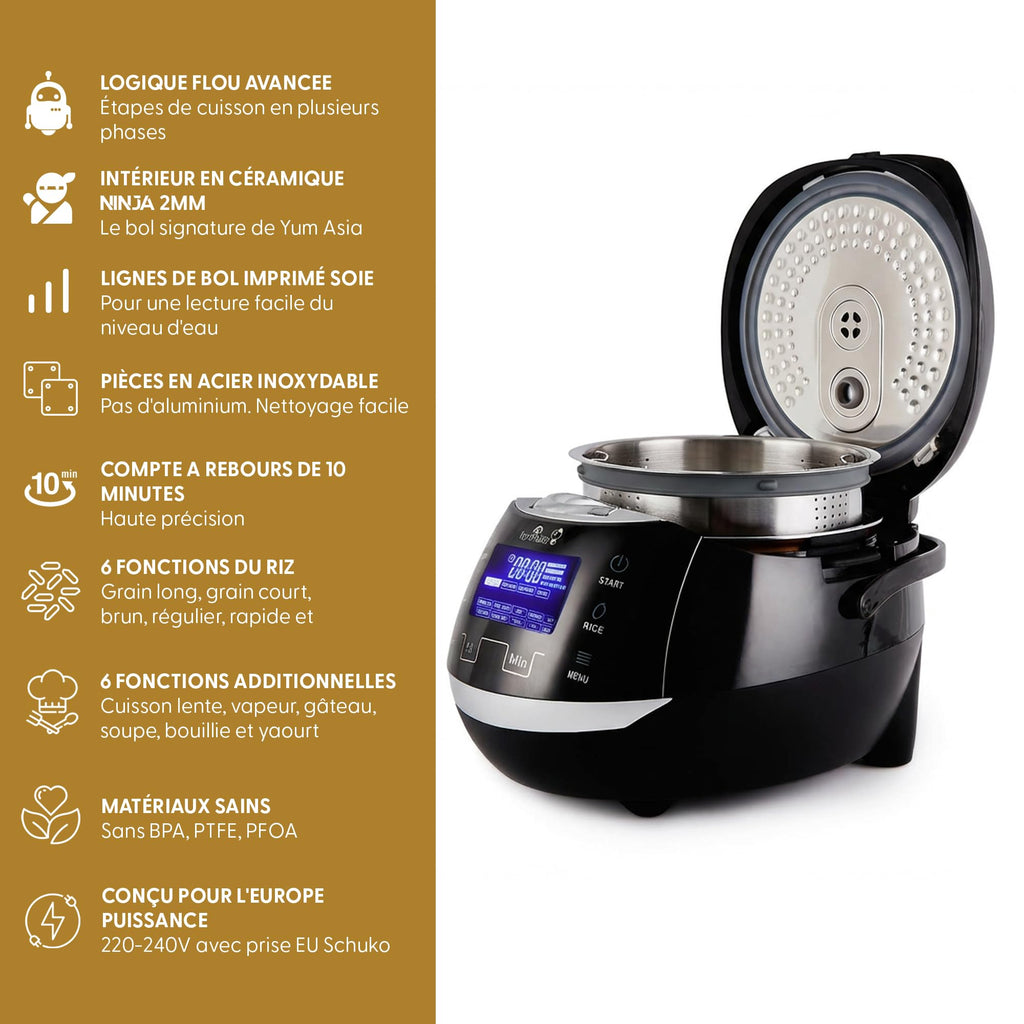 Cuiseur à riz multifonction YUM-EN15 1,5 L 860 W 230 V bol céramique 6 fonctions riz 6 fonctions multicuiseur écran LED